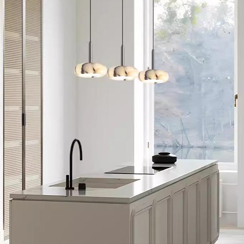 Lampe pendentif côté lit translucide Marbre fini avec un design minimaliste haut de gamme