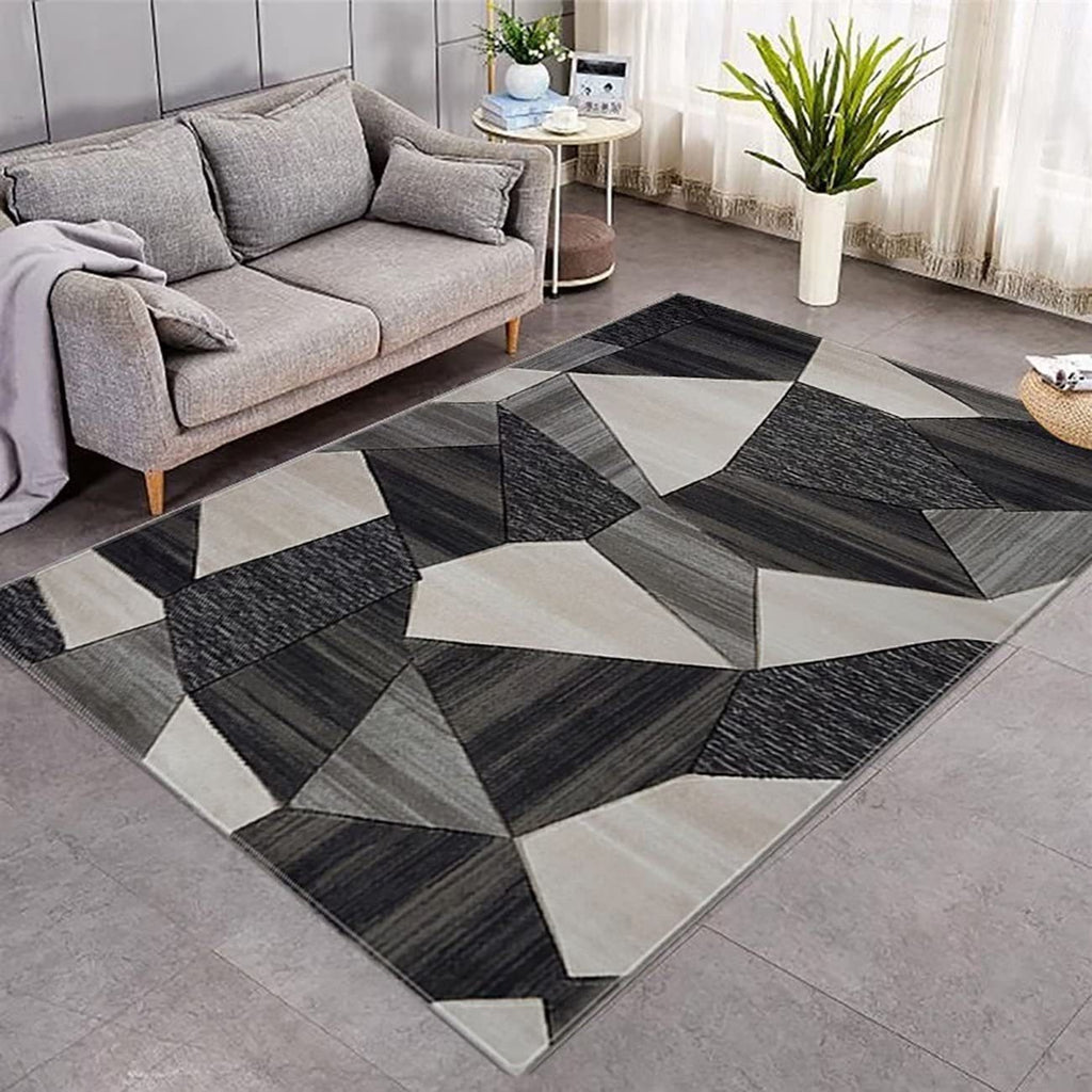 Round geometric grey wine red carpet