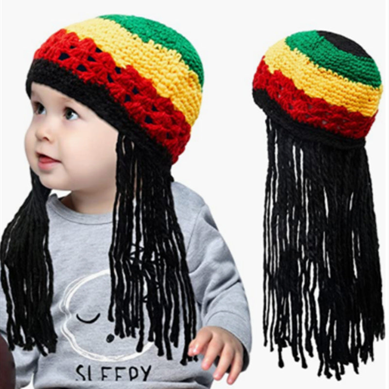 Halloween Jamaïque Reggae Enfants Woolen Cap Handmade Knitted Rainbow Striped Festival Fun