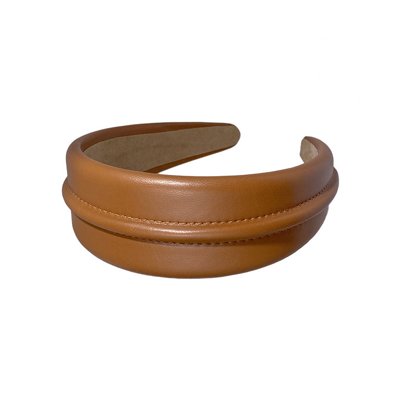 Temperament Western Style Haut de gamme Haute qualité cuir large bande de cheveux brim