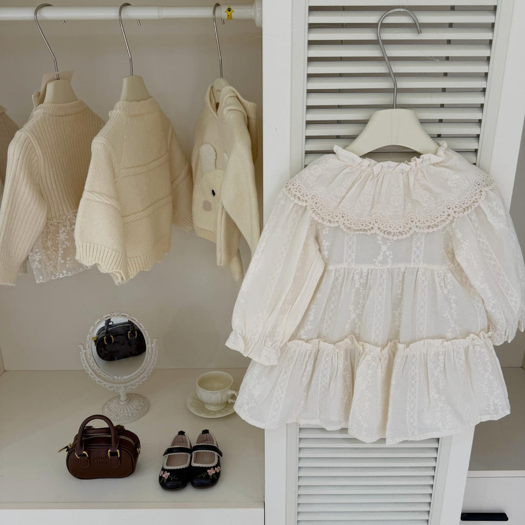 Filles Robe Hollow-Out et Vest deux pièces ensemble