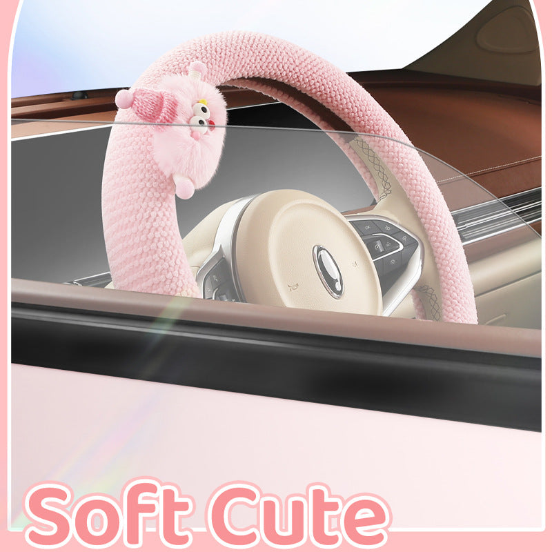 En peluche de voiture Polo Cartoon volant chaud roue courte couverture de poignée en peluche
