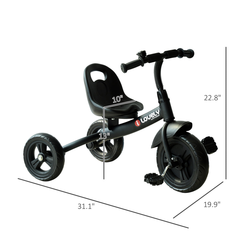 Tricycle 3 roues en plein air pour tout-petit avec Bell pour les loisirs Ride-On Black Com