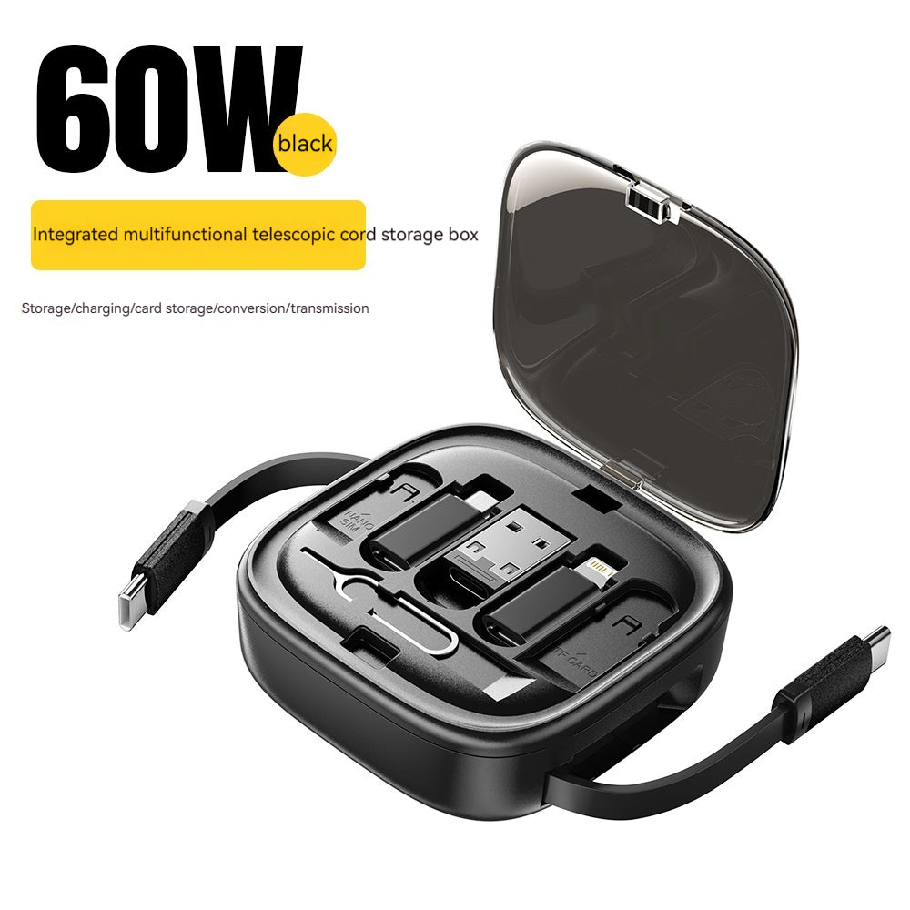 Data Cable Flexible Wire Storage 60W charge rapide Multi-fonction Mobile Téléphone Charger In