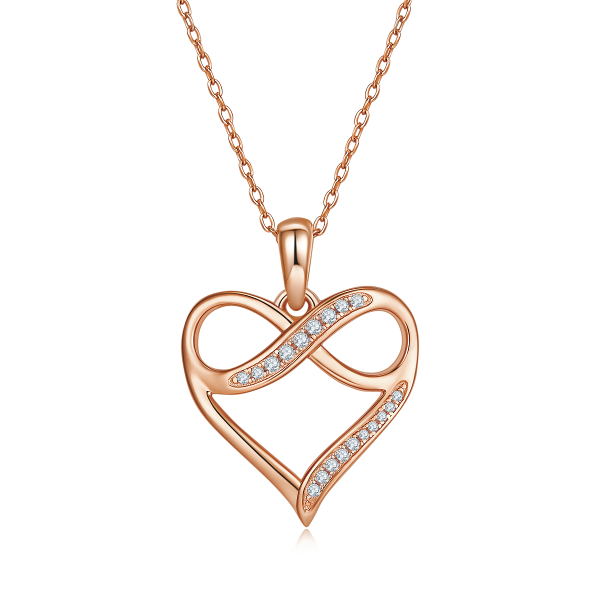 4g S925 Argent Sterling Moissanite Infinity Collier de coeur 45cm 19 pendentif en pierre avec GRA