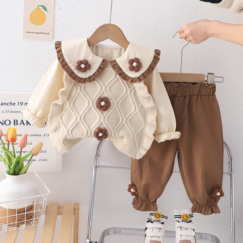 Ensemble de vêtements de printemps bébé fille Stylish Childrens Sweater Vest