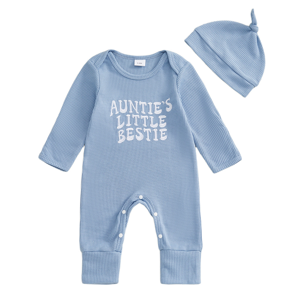 Ensemble de deux pièces pour bébé à chapeau onesie brodé à lettre