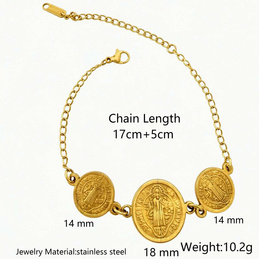 Bracelet pendentif en acier inoxydable série religieuse perles