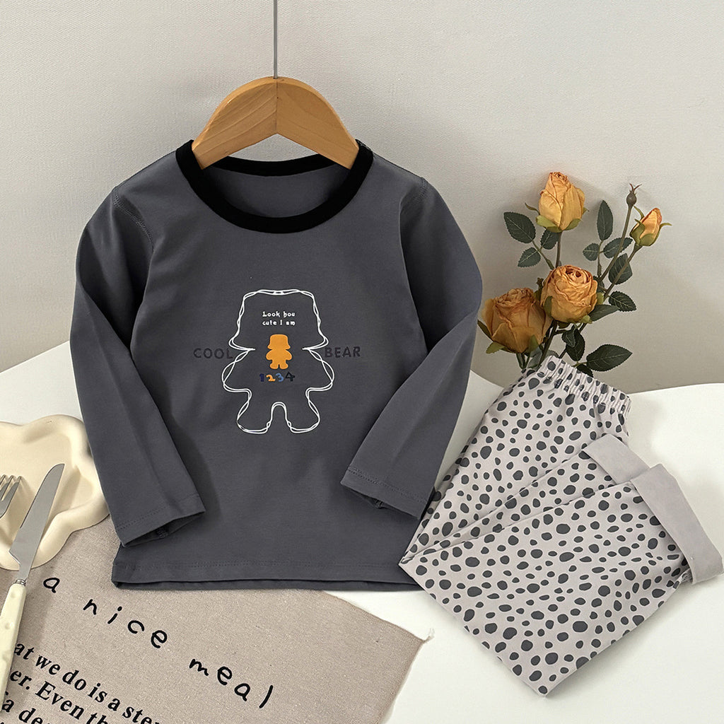 Ensemble de sous-vêtements thermiques en coton pur sans os pour garçons et filles