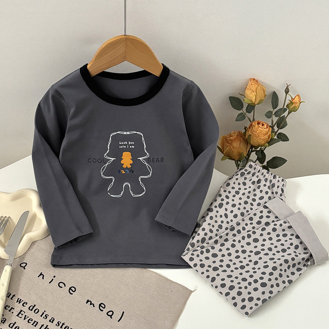 Ensemble de sous-vêtements thermiques en coton pur sans os pour garçons et filles