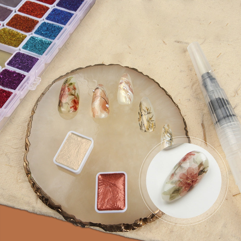 Solid Pearlescent Aquarelle peinte à la main Nail Art pigment métallisé en 120 couleurs