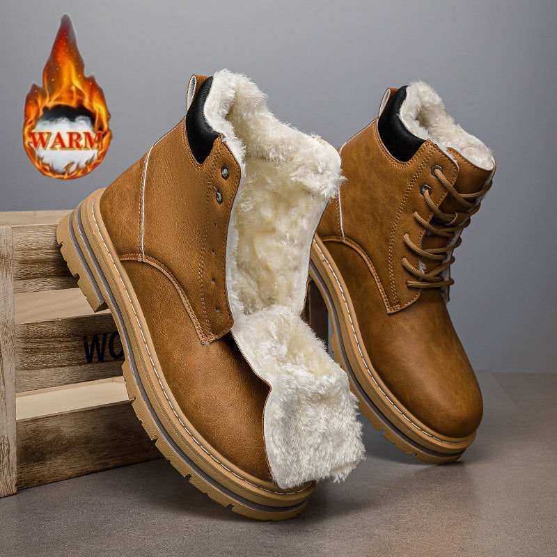 Hommes Chaud hiver Western Bottes de cowboy avec une grosse semelle dans un style rétro