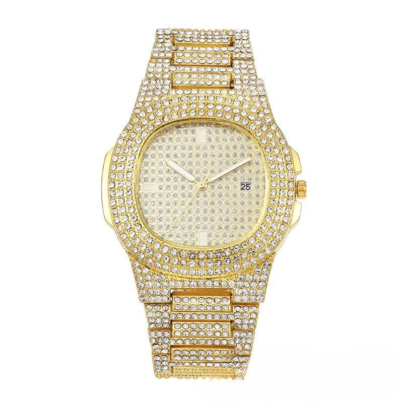 Bracelet en acier pour hommes Hip-hop Roman Quartz Montre