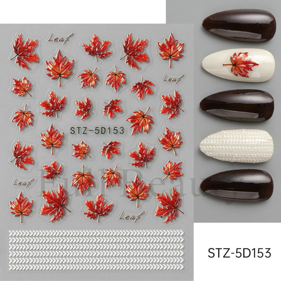 Stickers ongles adhésifs 3D embossé style ins