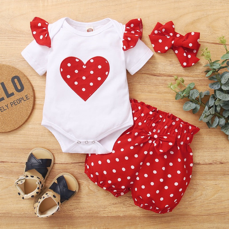 L'amour des enfants manches courtes et pointes Headscarf Pajamas