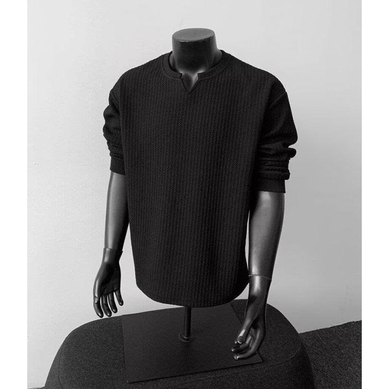 T-shirt de base pour homme à manches longues de style américain pour le printemps et