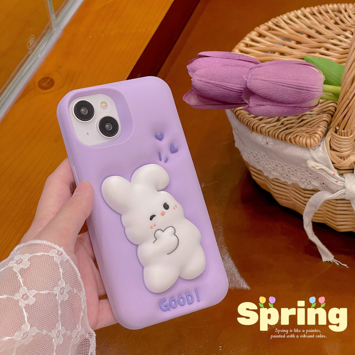 Étui souple en silicone pour lapin violet