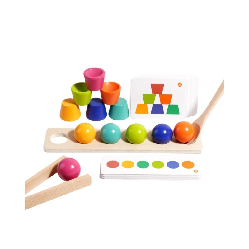 Reconnaissance du nombre de bois Correspondance arithmétique Picking perle and Stacking Cup Early Learning