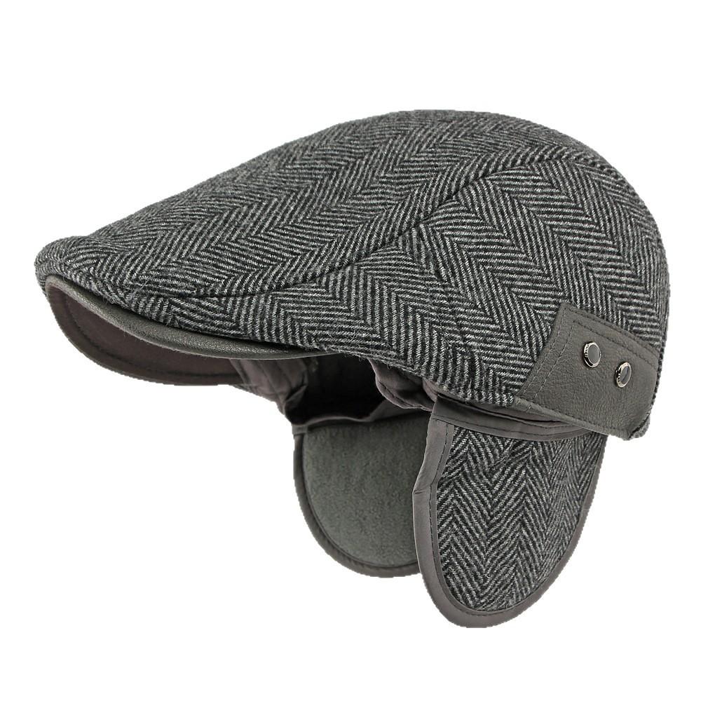 Ligné de velours d'hiver Protection de l'oreille chaude British-Style Vintage Beret