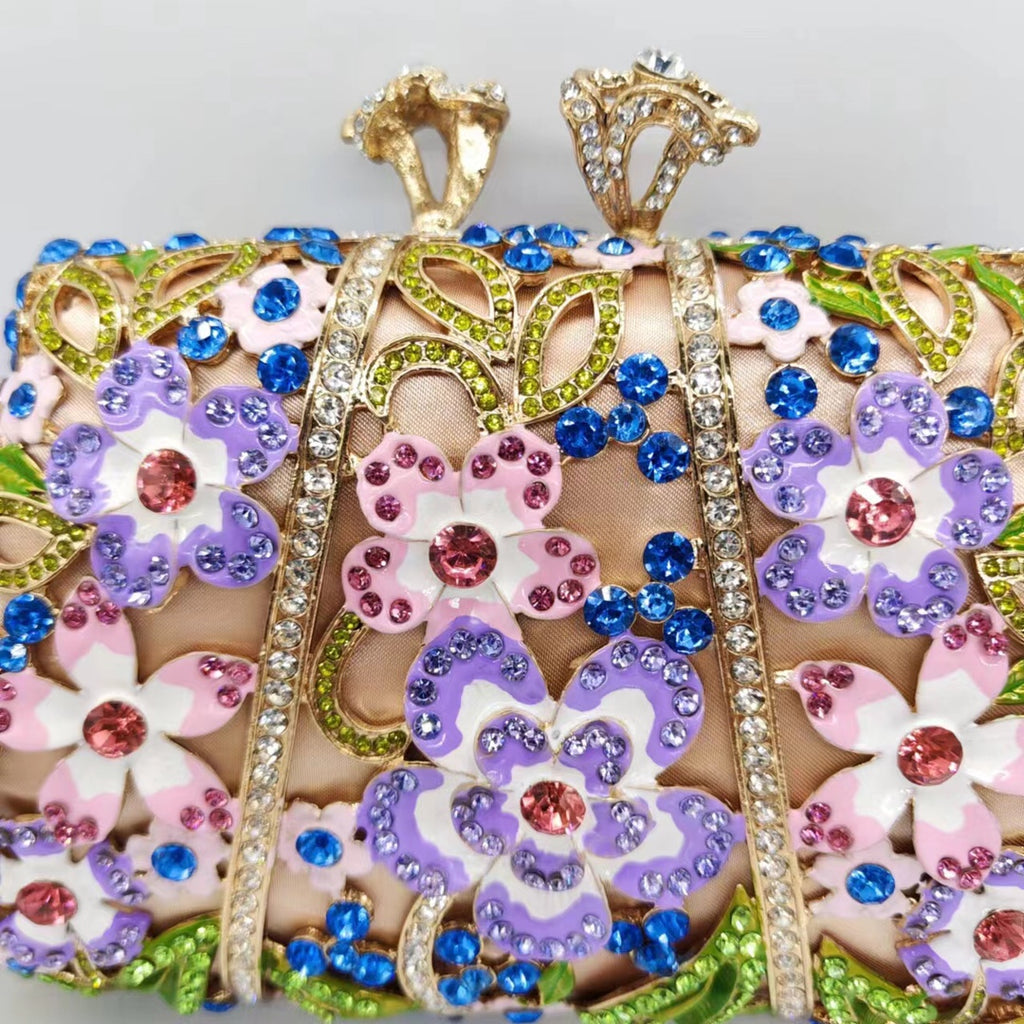 Dripping Oil Diamond Soiring Bag Enamel Color Flower Clutch