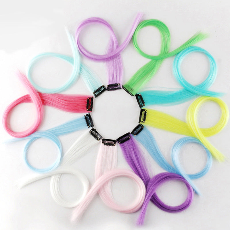 Clip bricolage lumineux - Cheveux lumineux en cheveux sans trace 50 CM couleur arc-en-ciel