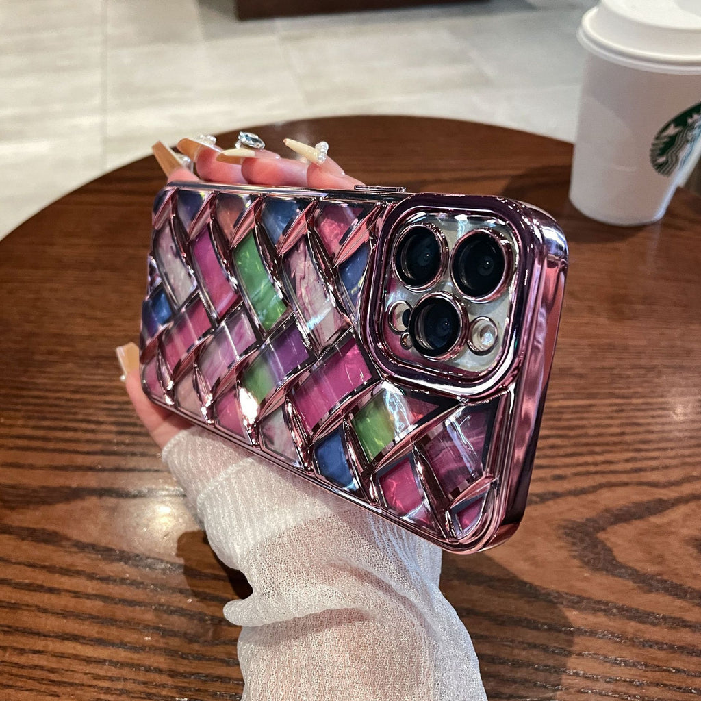 Boîtier de téléphone tissé électroplaqué couleur Shell