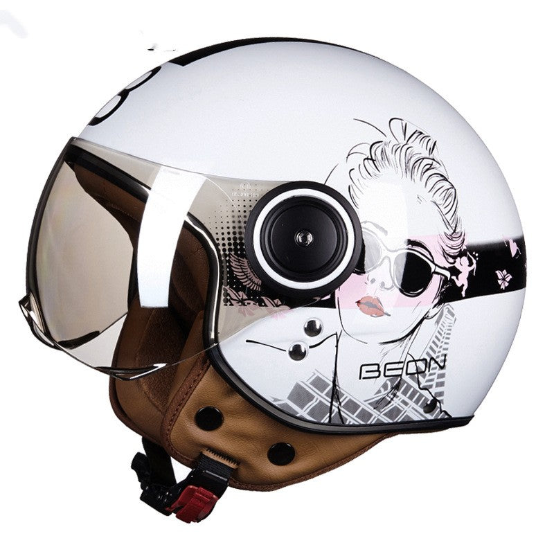 Demi casque de voiture de batterie léger semi-couvert rétro