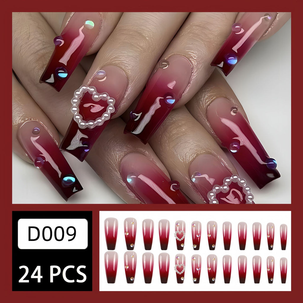 Perle coeur vin rouge Gradient porter faux ongles Conseil
