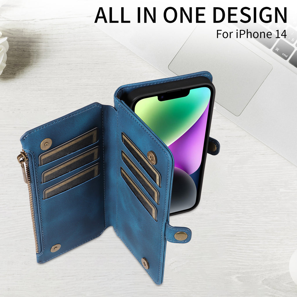 Wallet Flip zipper téléphone en cuir Case