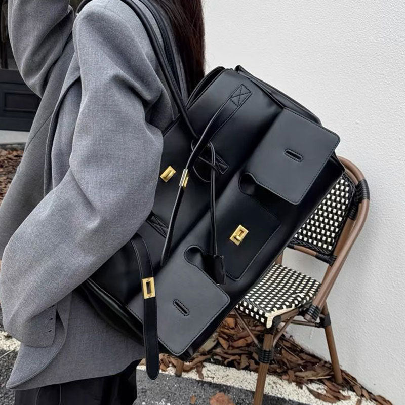 Grand-Capacité Neutre-Style Tote Wing véritable sac de moto en cuir