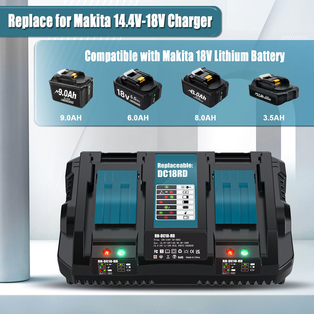 Double chargeur rapide pour batterie Li-Ion 18V BL1860 BL1830 BL1850 BL 1840 NOUVEAU
