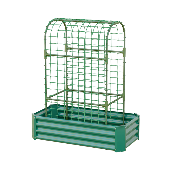 2-en-1 Lit de jardin surélevé avec Trellis - Boîte de planteur d'arc de 59 pouces pour les plantes d'escalade