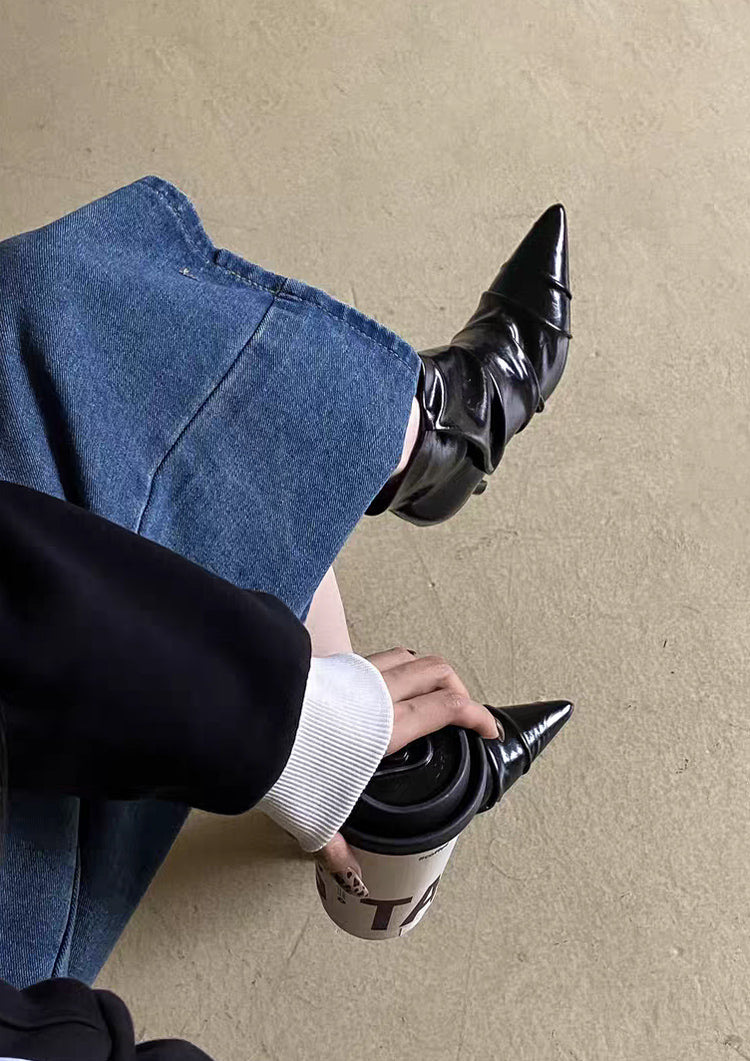 Automne Femmes Style français Toe pointu Stiletto Talon élevé Élégant Bottes de cheville sexy