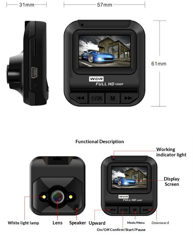 Came Dash haute définition qui supporte l'enregistrement de surveillance de stationnement dans la voiture