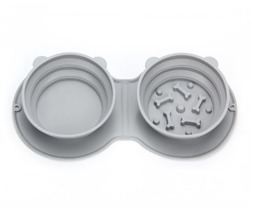 Collapsible Silicone Pet Bowl Dog Food Water and Food Anti-Tip Cat Bowl
