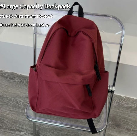 Femmes Moyen école étudiant Grande capacité Simple Sac à dos en couleur solide