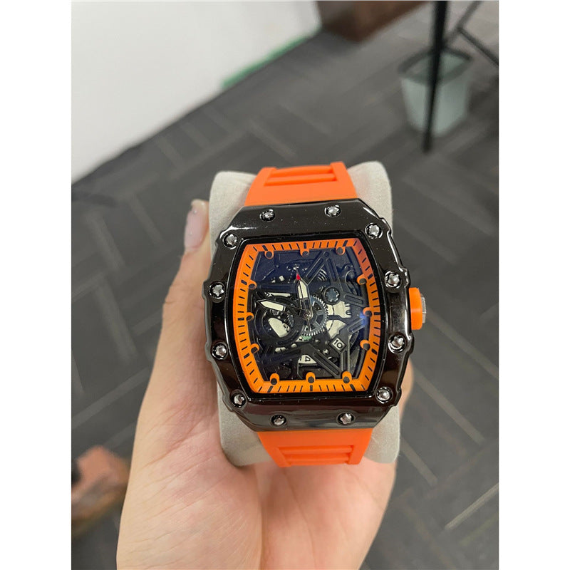 Montre homme cylindrique avec Mouvement à Quartz lumineux