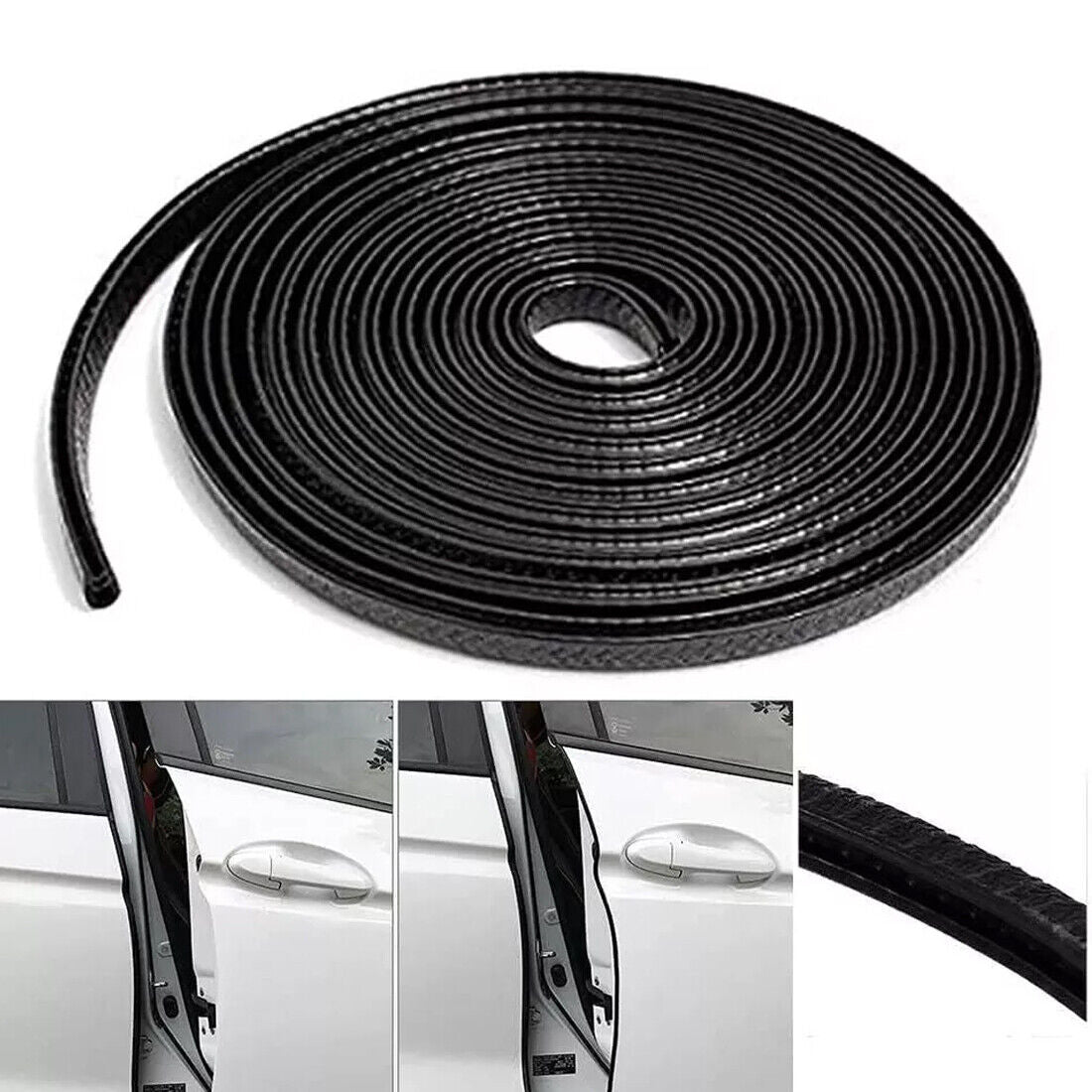 10M noir PVC porte de voiture Edge Guard U canal bande de joint en caoutchouc pour 1-2mm bords