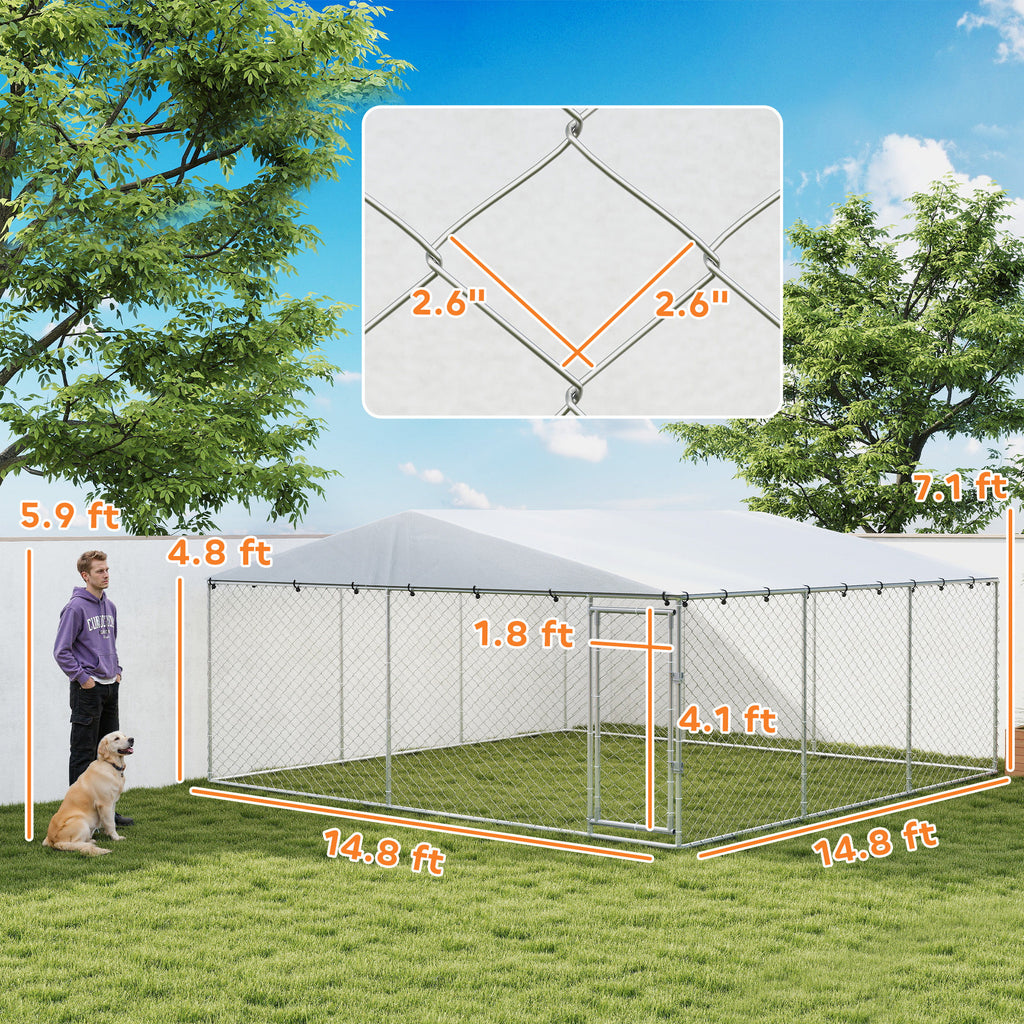15 x 15 x 7 chien Kennel extérieur pour petits chiens moyens et grands avec toit imperméable