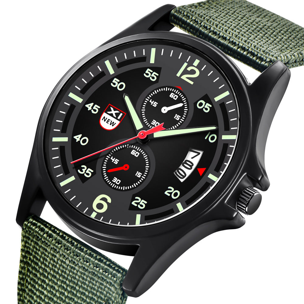 Mode Nylon Strap Sport Army Style Watch Calendrier Quartz Watch