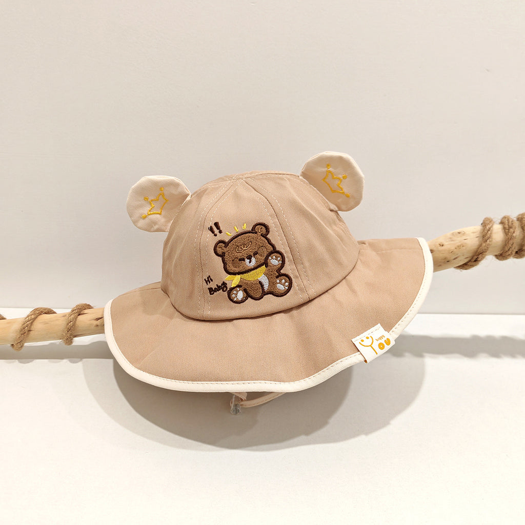 Pattern d'ours cartoon en couleur unique pour enfants brodé casual et mignon à large bord