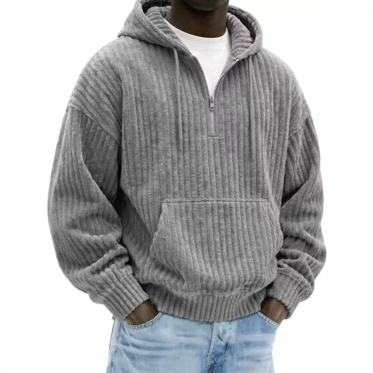 Coq à capuche pour hommes Corduroy en couleur solide