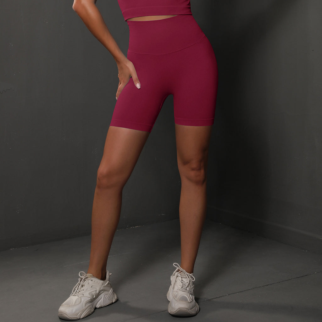 Femmes sans couture Solid Yoga Shorts Butt Lifting Workout Running Sports Short