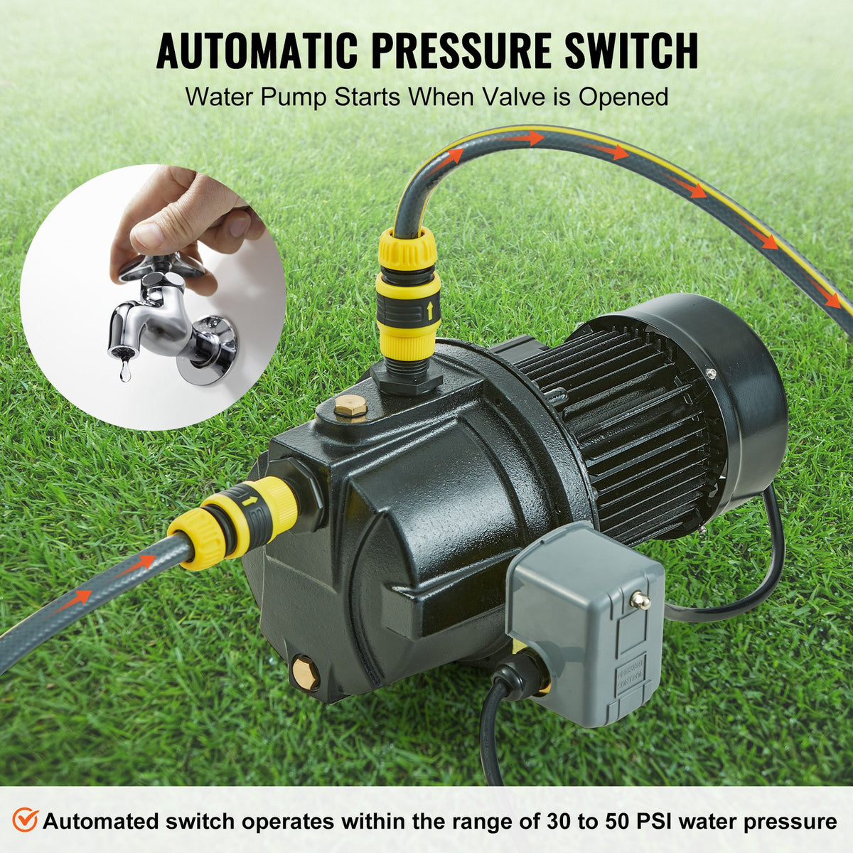Pompe à eau à jet d'eau 1HP Premium en fonte