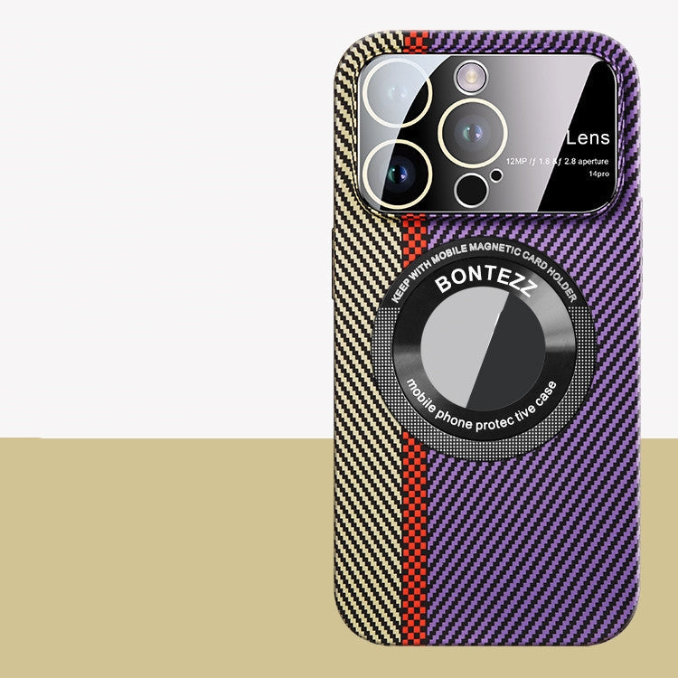 Magnétique fibre de carbone Grande fenêtre cas de téléphone gelé