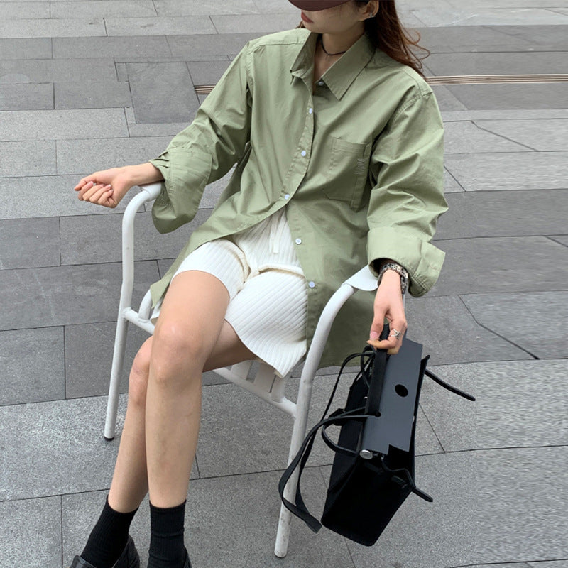 Printemps Automne manches longues mince chemise et PU veste deux pièces ensemble