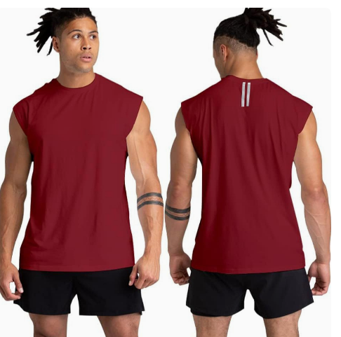 Veste sans manches de fitness pour hommes avec bandes réfléchissantes sur le dos
