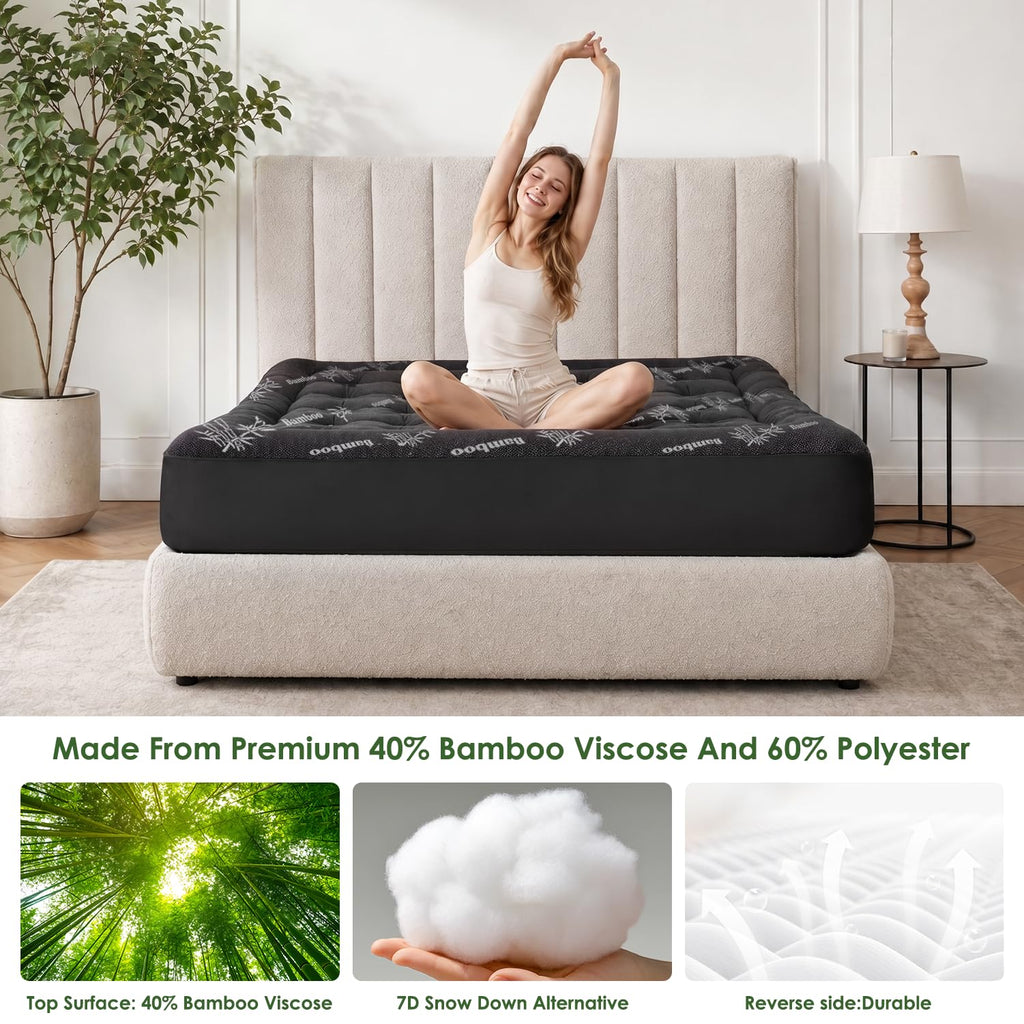 Reine Matelas Topper Viscose dérivé du bambou