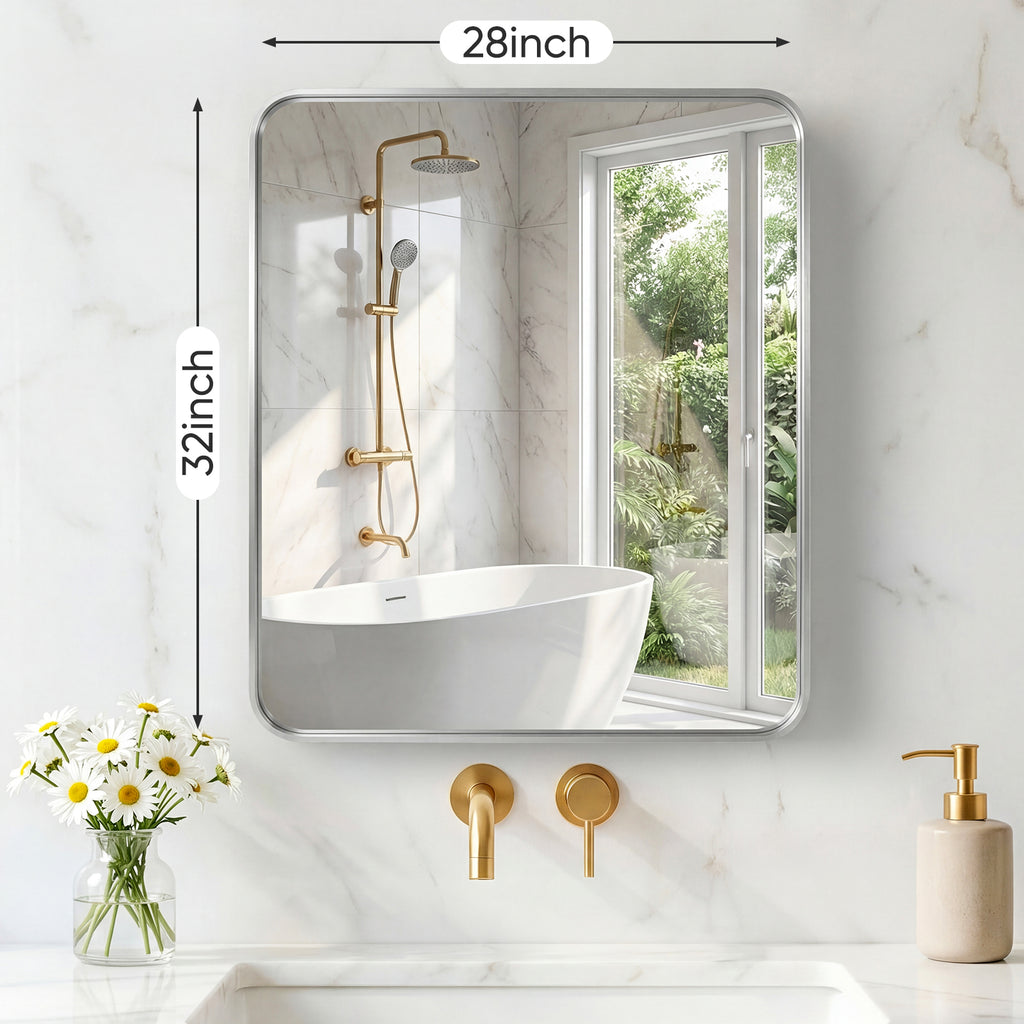 Miroir mural avec cadre en métal rectangulaire