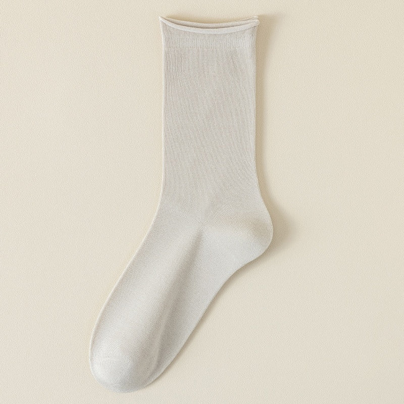 Springsummer Chaussettes mi-calf pour femmes en soie